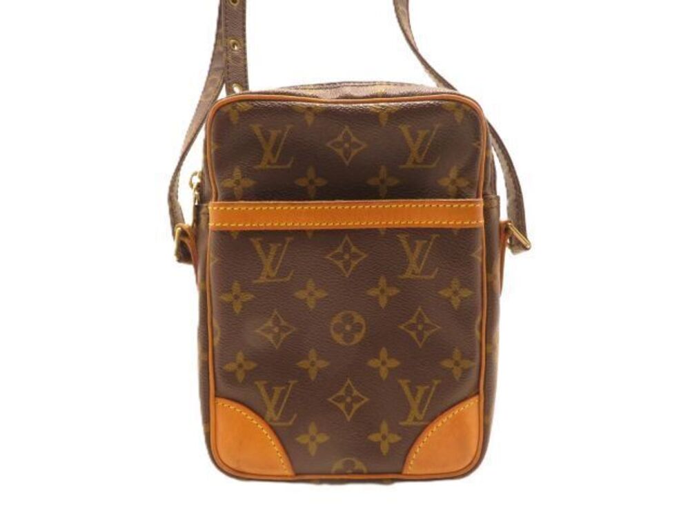 LOUIS VUITTON Danube Monogram Shoulder Bag Canvas Brown